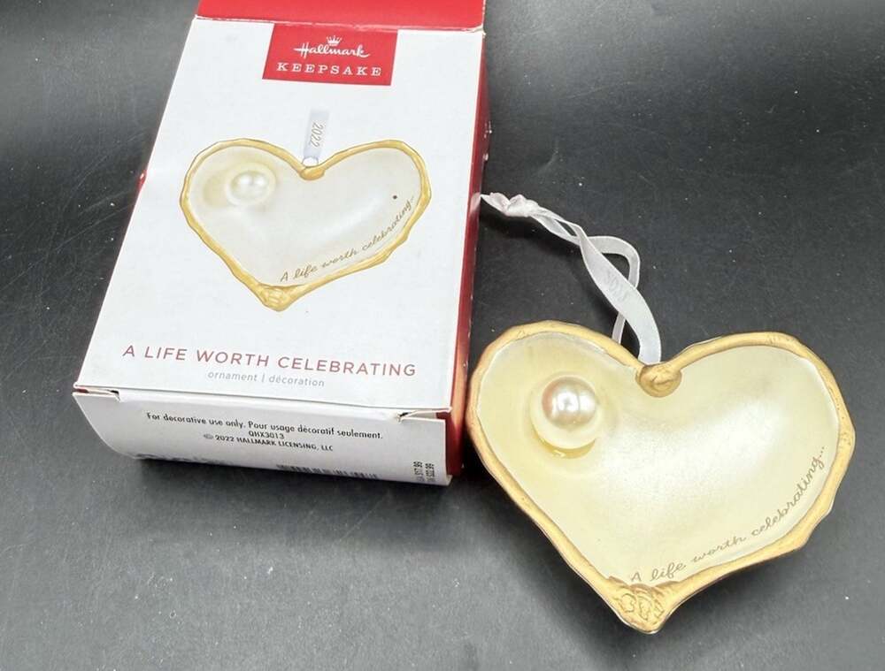 Hallmark Keepsake Ornament A Life Worth Celebrating Shell Heart Pearl MIB -52D